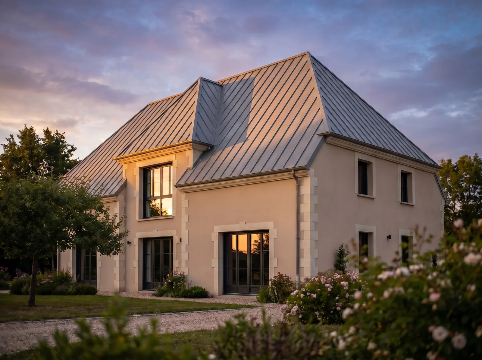 Maison avec toiture en zinc à joint debout, CK Services Couverture dans le Loiret